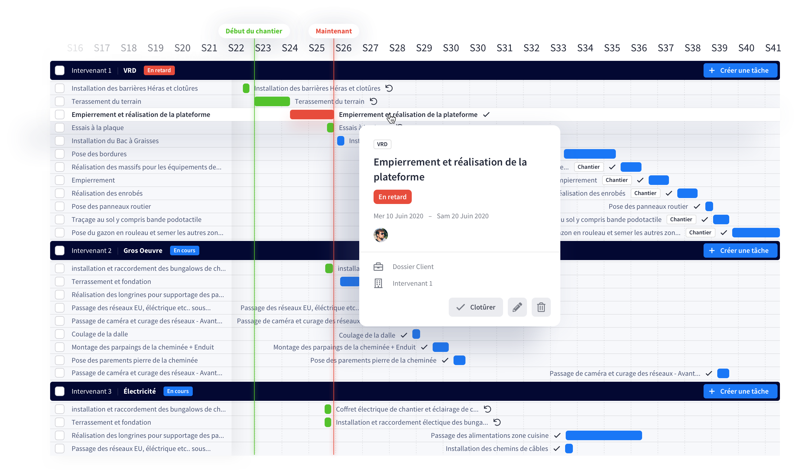 Suivez les plannings pour chaque dossiers